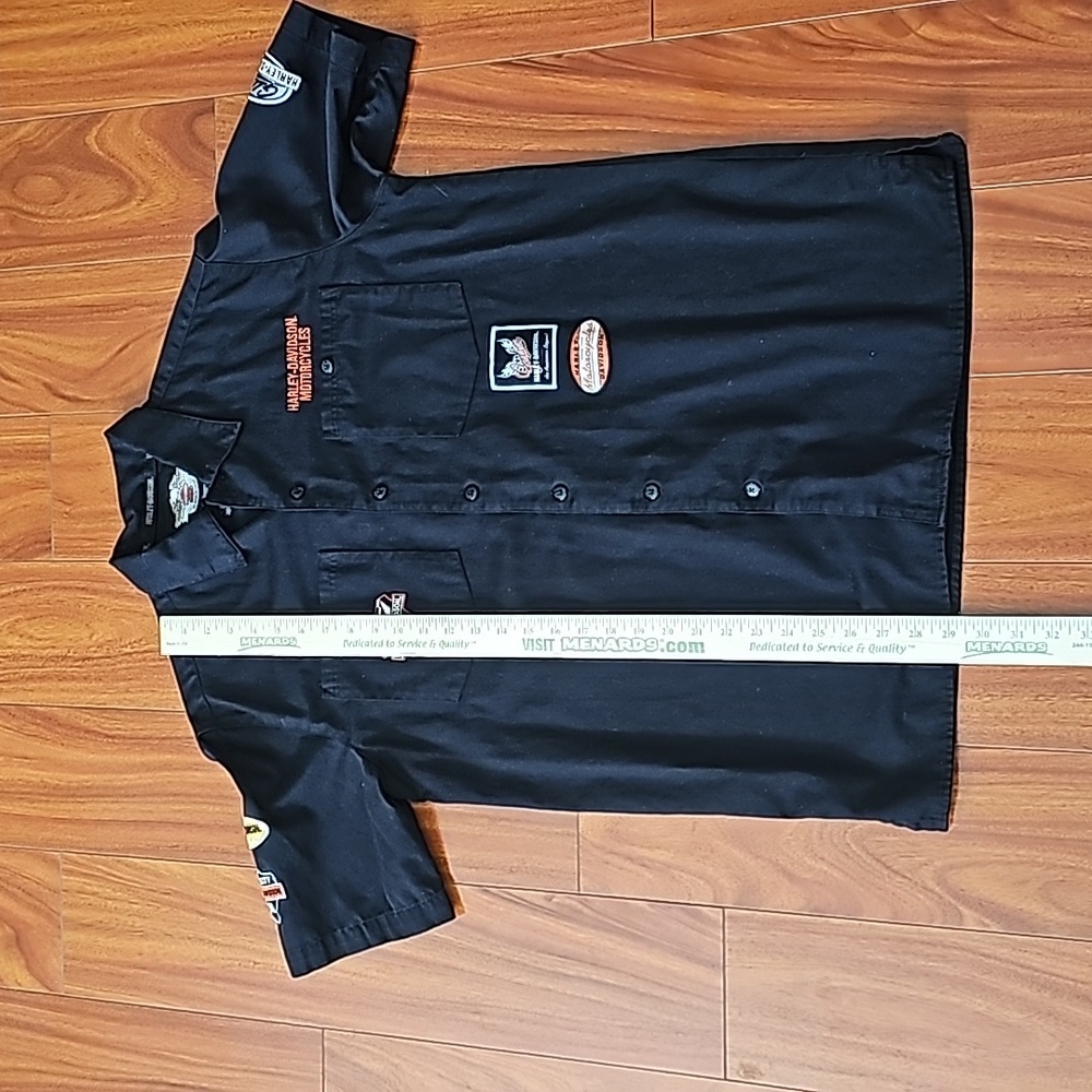 Harley Davidson Mens Short Sleeve Mechanic Button Down Shirt Black Sz M EUC - Picture 8 of 10